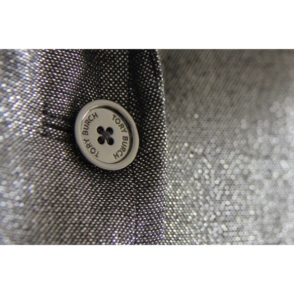 Tory Burch Pant Suit Size 8/10 Jacket Pants Metallic Gray Shimmer 2 Piece Outfit - Picture 10 of 12